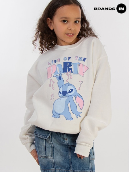 Brands In White Girls Disney Lilo and Stitch Life Of The Party Sweatshirt (F50393) | £25