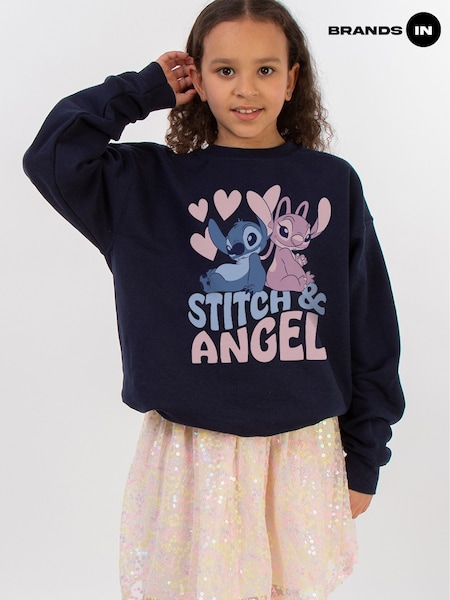 Brands In Blue Girls Disney Lilo and Stitch Angel Sweatshirt (F50397) | £25