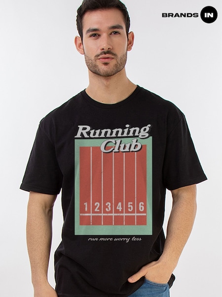Brands In Black Running Club 100% Cotton T-Shirt (F50402) | £19