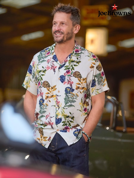 Joe Browns Brown Botanical Print Revere Collar Shirt (F50505) | £43