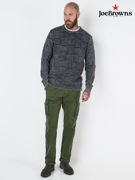 Joe Browns Grey Acid Wash Checked 100% Organic Cotton Jumper (F50518) | £45