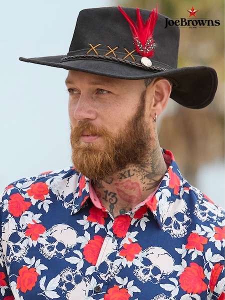 Joe Browns Black Embroidered Leather Fedora (F50519) | £65