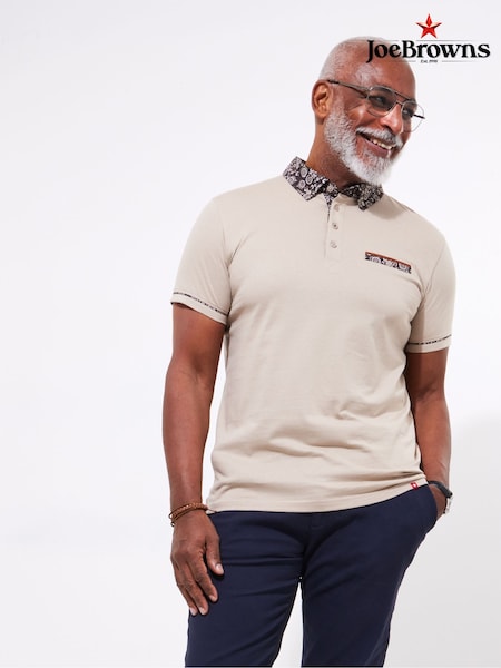 Joe Browns Natural Floral Collared 100% Cotton Polo Shirt (F50524) | £40
