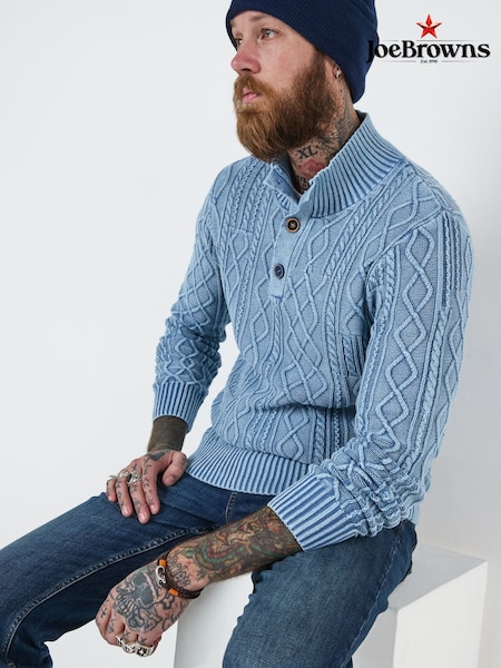 Joe Browns Blue Cable Knit Funnel Neck Sweater (F50525) | £60