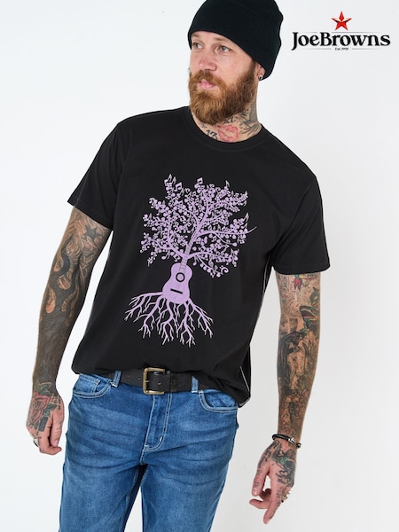 Joe Browns Black Guitar Tree Graphic Print 100% Cotton T-Shirt (F50539) | £29