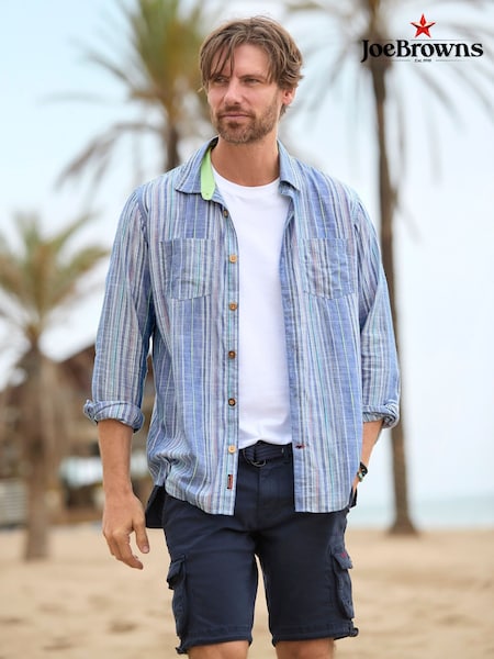 Joe Browns Blue Denim Striped Long Sleeve Shirt (F50541) | £45