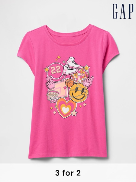 Gap Pink Graphic Short Sleeve Crew Neck T-Shirt (4-13yrs) (F50578) | £10
