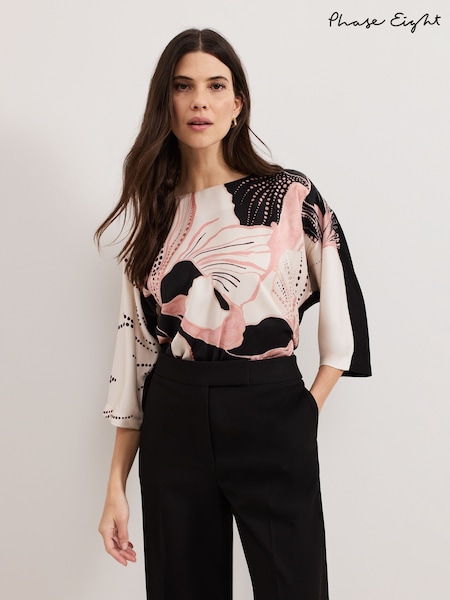 Phase Eight Black Antonia Print Top (F50590) | £69