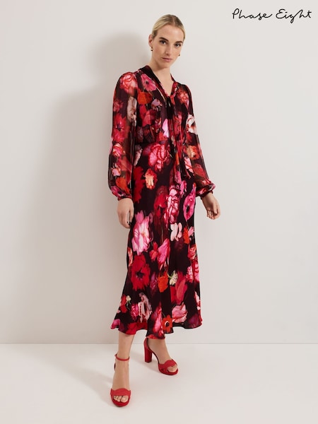 Phase Eight Black Eleni Floral Dress (F50599) | £179