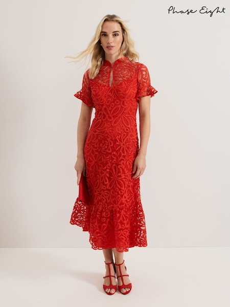 Phase Eight Red Lula Lace Dress (F50600) | £169