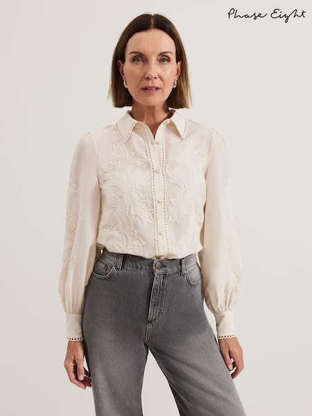 Phase Eight Cream Aneira Sequin Blouse (F50612) | £129