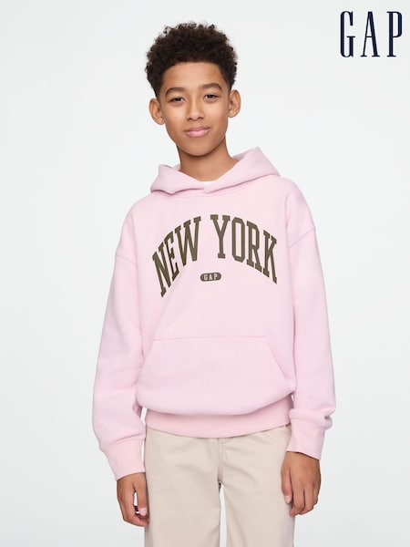 Gap Pink New York Vintage Fleece-Lined Hoodie (4-13yrs) (F50659) | £20