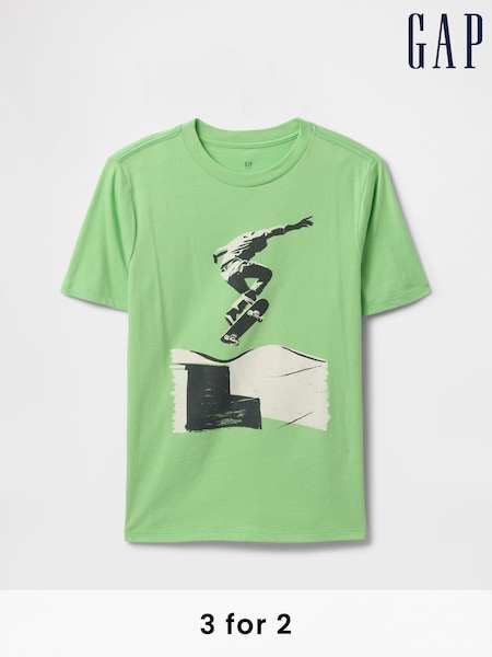 Gap Green Skateboarder Short Sleeve Graphic T-Shirt (4-13yrs) (F50663) | £10