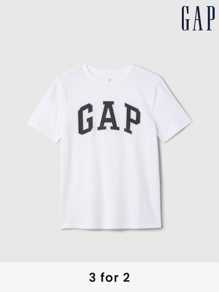Gap White Logo Short Sleeve Crew Neck T-Shirt (4-13yrs) (F50675) | £10
