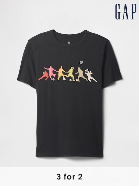 Gap Black Logo Short Sleeve Crew Neck Graphic T-Shirt (4-13yrs) (F50678) | £10