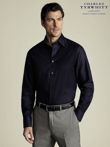 Charles Tyrwhitt Blue Slim Fit Non Iron Twill 100% Cotton Shirt (F50752) | £70