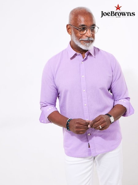 Joe Browns Purple Linen Blend Long Sleeve Shirt (F50770) | £40