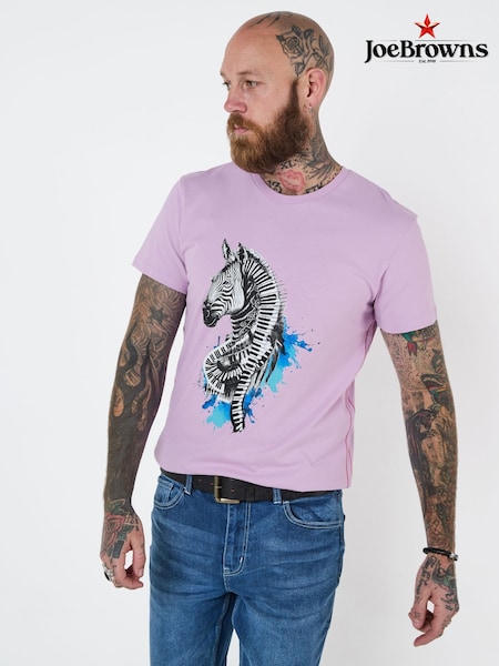 Joe Browns Pink Musical Zebra Graphic Print 100% Cotton T-Shirt (F50771) | £29