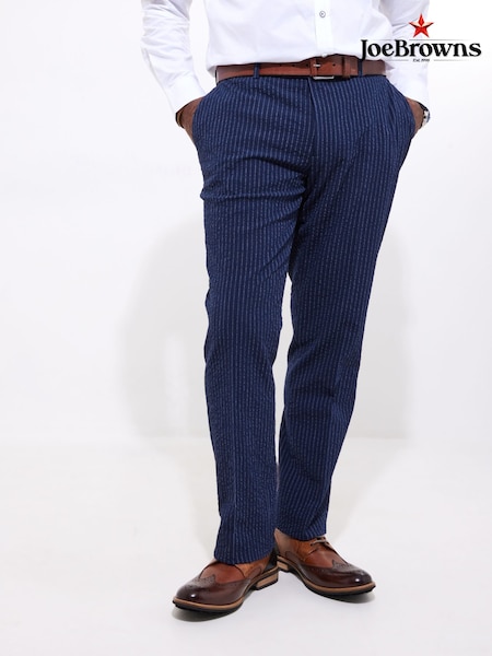 Joe Browns Blue Pinstripe Seersucker Suit Trousers (F50787) | £64