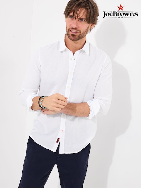 Joe Browns White Linen Blend Long Sleeve Shirt (F50798) | £40