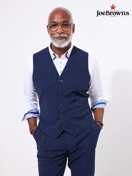 Joe Browns Blue Pinstripe Seersucker Suit Waistcoat (F50805) | £60
