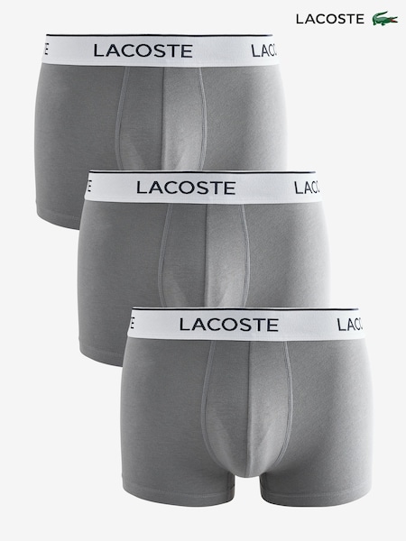 Lacoste Grey Stretch Cotton Trunks 3 Pack (F50809) | £30