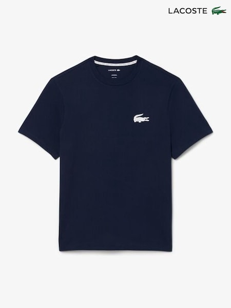 Lacoste Navy Crocodile Print Cotton Loungewear T-Shirt (F50855) | £39