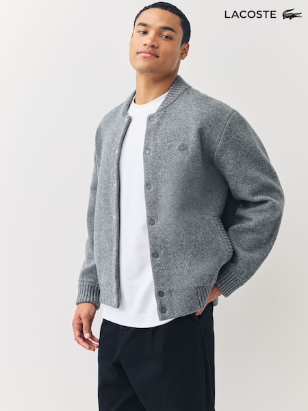 Lacoste Grey Bomber Style Double Face Wool Blend Cardigans (F50903) | £220