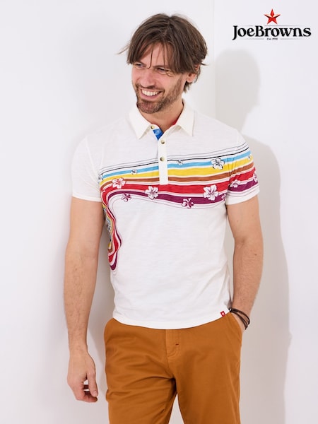 Joe Browns Cream Retro Contrast Stitch 100% Cotton Polo Shirt (F50924) | £44