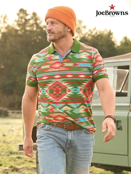Joe Browns Green Vibrant Print Polo Shirt (F50948) | £44
