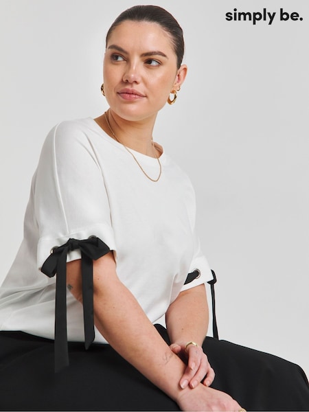 Simply Be Black Ribbon Trim T-Shirt (F50980) | £25