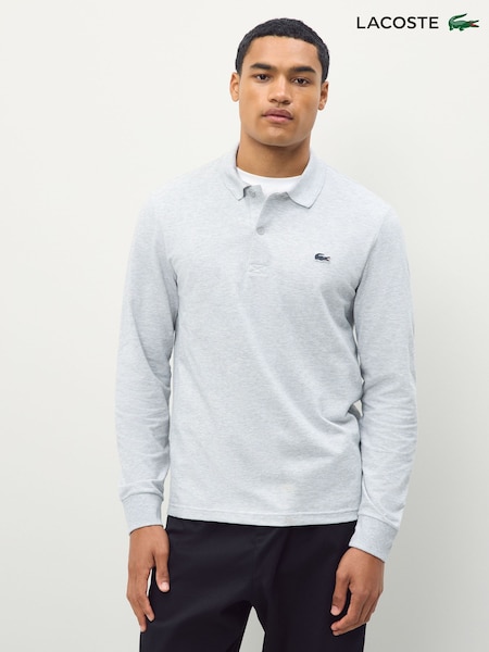 Lacoste Grey Regular Fit Long Sleeve Cotton Ottoman Polo Shirt (F51010) | £90