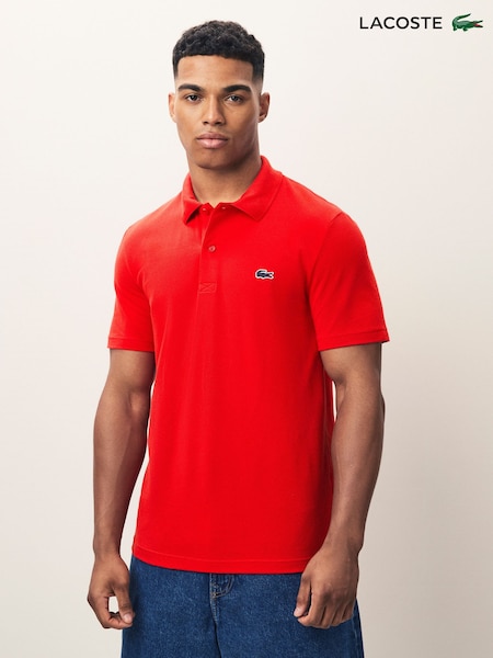 Lacoste Regular Fit Red Cotton Ottoman Polo Shirt (F51037) | £79