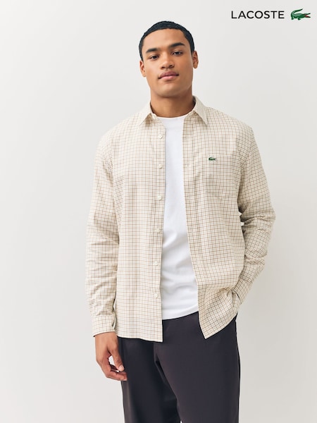 Lacoste Cream Small Check Flannel Shirt (F51064) | £125