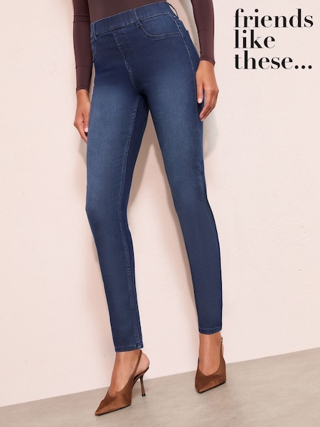 Friends Like These Rinse Blue Elasticated Waist Denim Jeggings (F51135) | £25