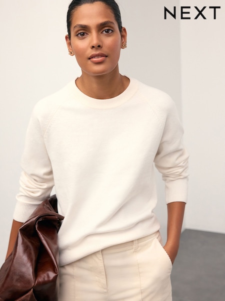 Ecru Super Soft Crew Neck Long Sleeve Jumper (F51144) | £22