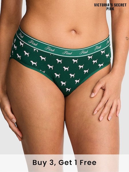 Victoria's Secret PINK Jaguar Green Hipster Cotton Logo Boyshort Knickers (F51194) | £9
