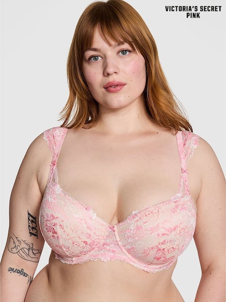 Victoria's Secret PINK Petal Pink Lightly Lined Balcony Lace Flutter Sleeve Bra (F51220) | £35