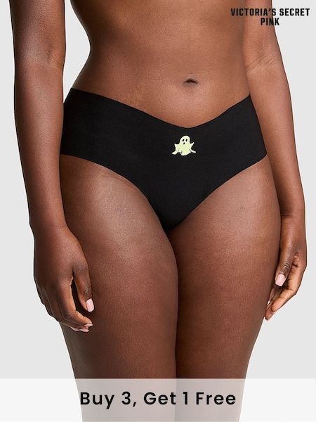Victoria's Secret PINK Black Glow In The Dark Ghost Hipster No Show Thong Knickers (F51227) | £9