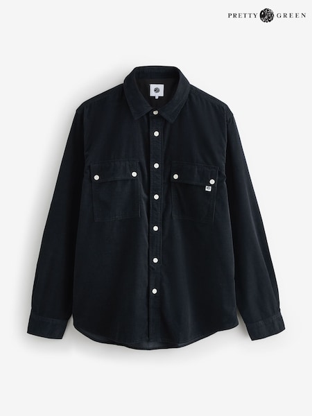 Pretty Green 100% Cotton Campbell Cord Black Shirt (F51268) | £85