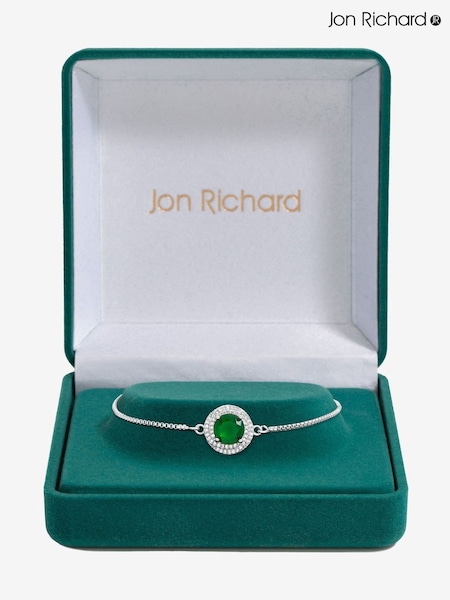 Jon Richard Silver Tone Cubic Zirconia Emerald Halo Toggle Gift Boxed Bracelet (F51362) | £25