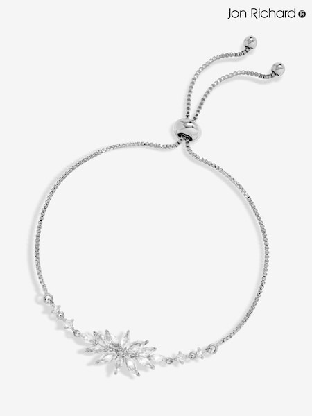 Jon Richard Silver Tone Cubic Zirconia Floral Toggle Bracelet (F51367) | £25