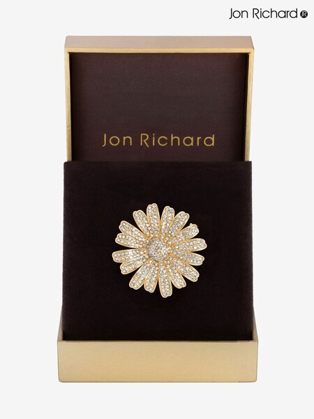 Jon Richard Gold Crystal Flower Brooch Gift Boxes (F51382) | £20