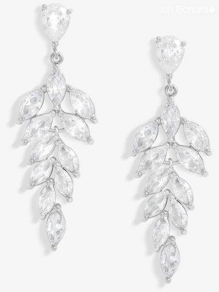 Jon Richard Silver Tone Cubic Zirconia Leaf Drop Earrings (F51393) | £20