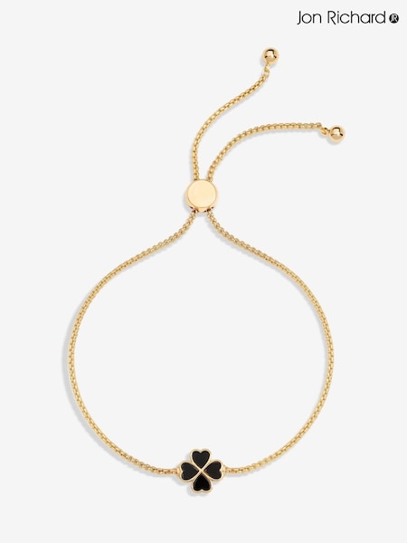 Jon Richard Gold Tone Jet Enamel Heart Clover Toggle Bracelet (F51403) | £20