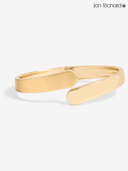 Jon Richard Gold Tone Polished Satin Open Hinge Bangle (F51417) | £25