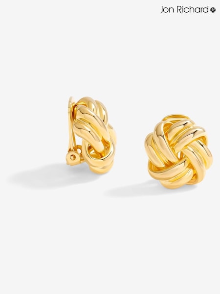 Jon Richard Gold Tone Polished Knot Clip Earrings (F51453) | £20