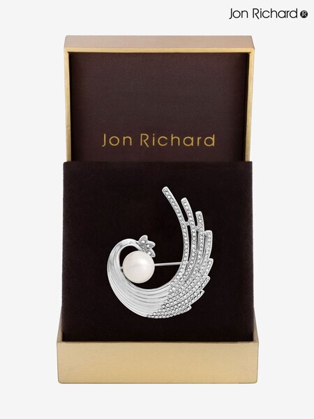 Jon Richard Silver Crystal And Swirl Pearl Brooch Gift Boxes (F51551) | £18