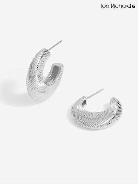 Jon Richard Silver Tone Diamond Cut Hoop Earrings (F51586) | £18