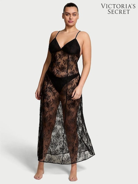 Victoria's Secret Black Rose Lace Slip Dress (F51616) | £129